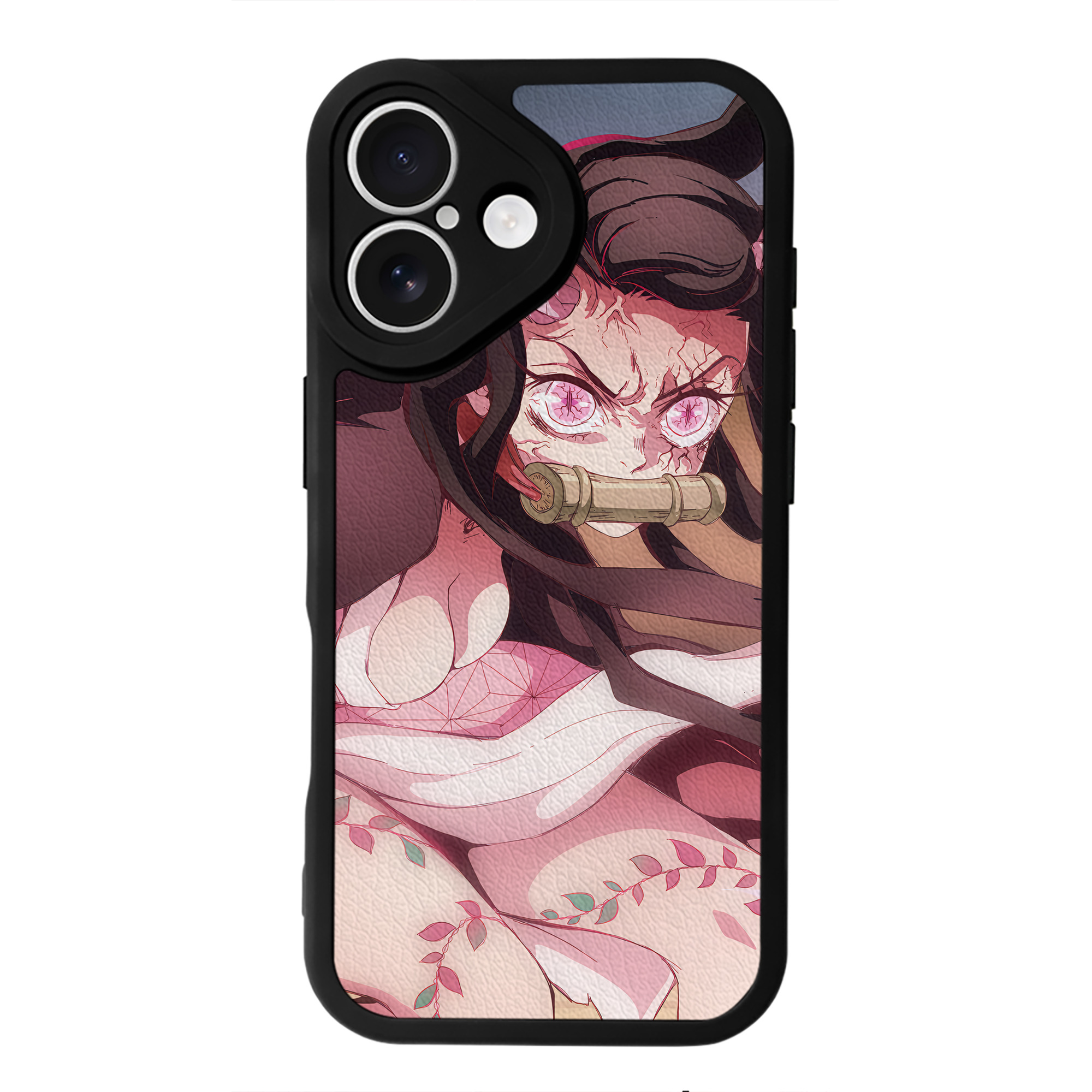 （画像用） 鬼滅の刃（きめつのやいば）竈門 禰󠄀豆子／かまど ねずこ Kamado Nezuko 【iPhone 16シリーズ対応】シリコンスマホケース（レザー調） 材質：シリコン